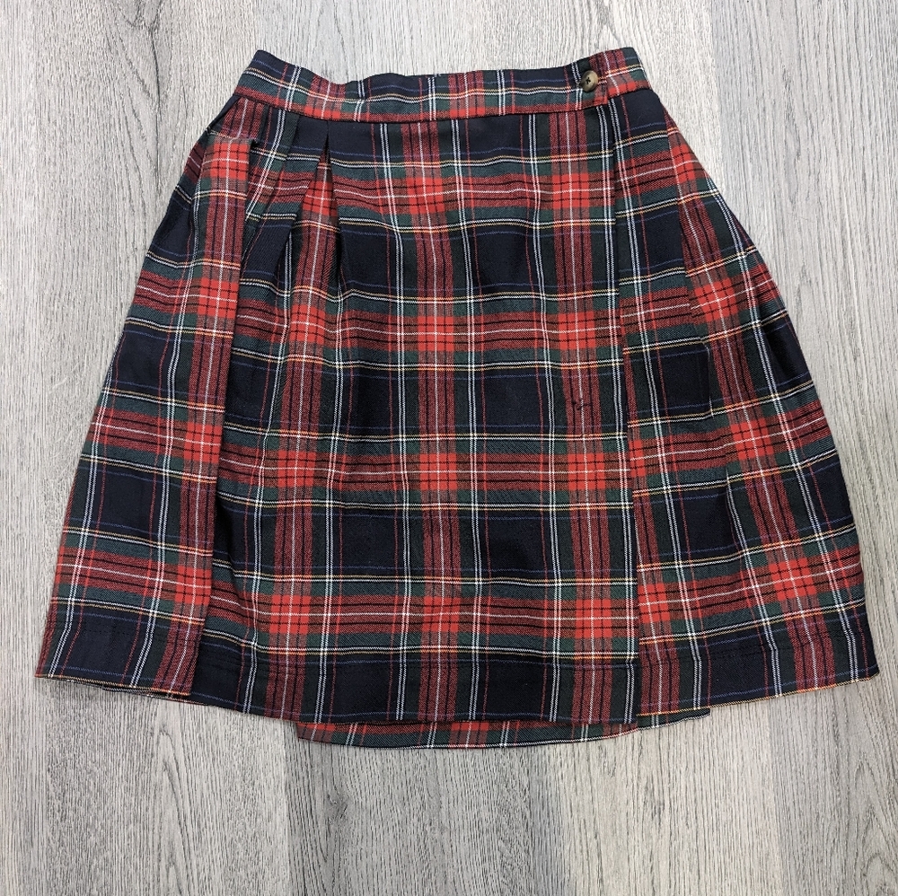 Vintage Red Tartan Plaid Pleated Skirt 90s Punk Goth Small